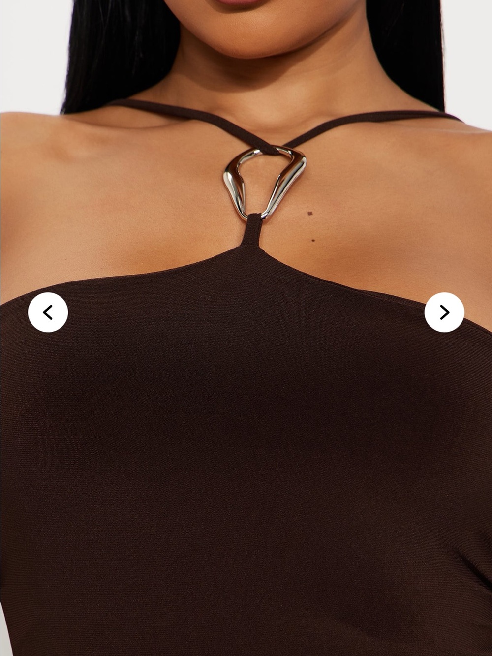 Fashion Nova Brown Halter Camisole with Metal Ring